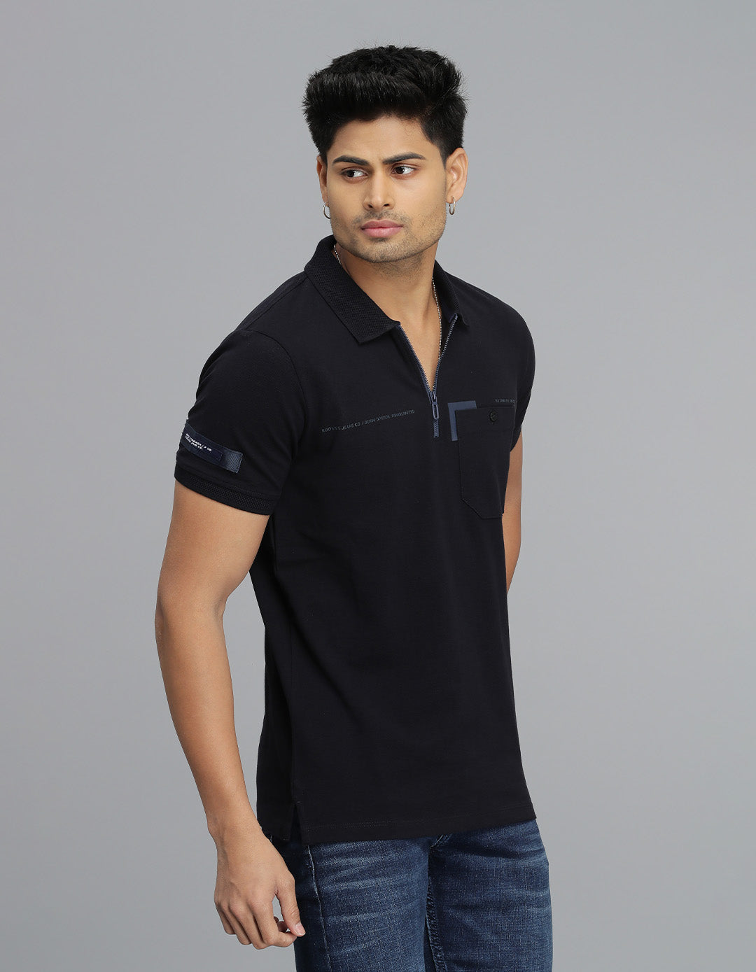 Navy Half Sleeves Pique Polo Tee