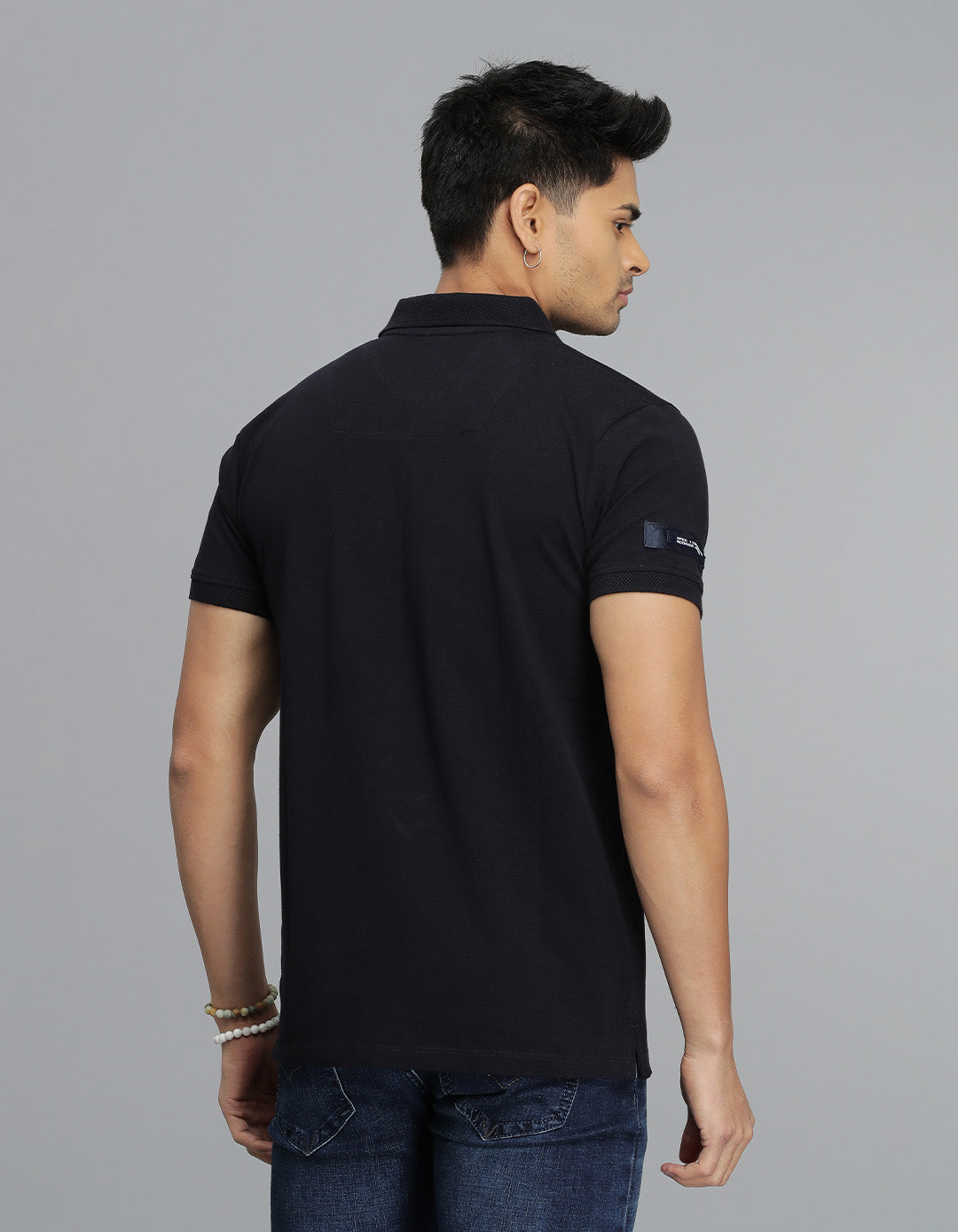 Navy Half Sleeves Pique Polo Tee