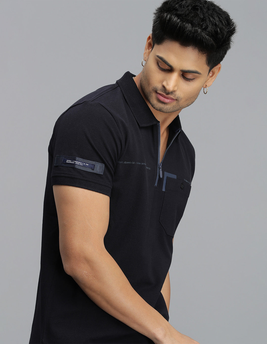 Navy Half Sleeves Pique Polo Tee
