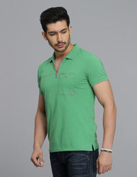 Green Half Sleeves Pique Polo Tee