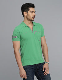 Green Half Sleeves Pique Polo Tee