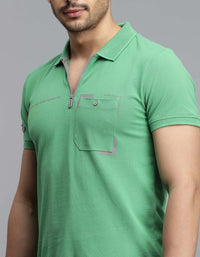 Green Half Sleeves Pique Polo Tee