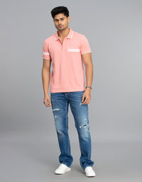 Pink Half Sleeves Pique Polo Tee