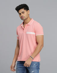 Pink Half Sleeves Pique Polo Tee