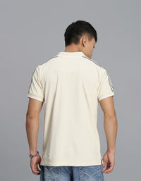 Cream Half Sleeves Pique Polo Tee