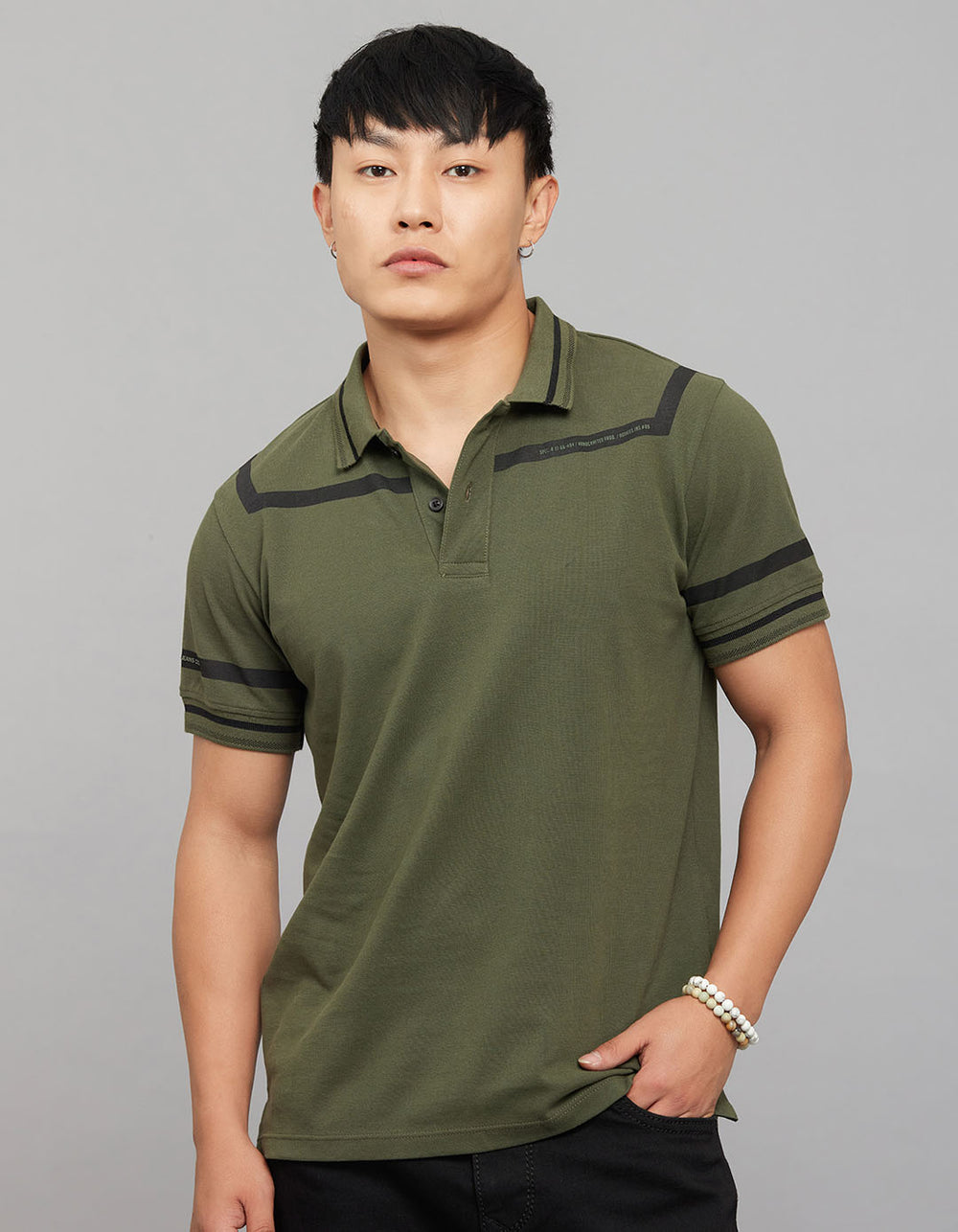 Military Green Half Sleeves Pique Polo Tee