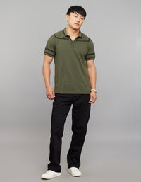 Military Green Half Sleeves Pique Polo Tee