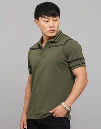Military Green Half Sleeves Pique Polo Tee