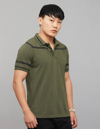 Military Green Half Sleeves Pique Polo Tee