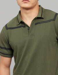 Military Green Half Sleeves Pique Polo Tee