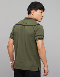 Military Green Half Sleeves Pique Polo Tee