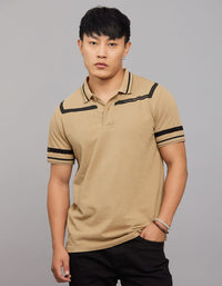 Khaki Half Sleeves Pique Polo Tee