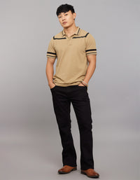 Khaki Half Sleeves Pique Polo Tee