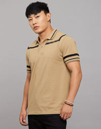 Khaki Half Sleeves Pique Polo Tee