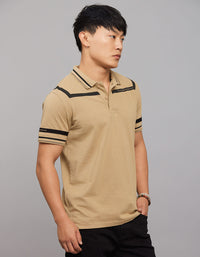 Khaki Half Sleeves Pique Polo Tee