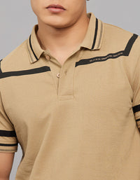 Khaki Half Sleeves Pique Polo Tee