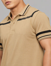 Khaki Half Sleeves Pique Polo Tee