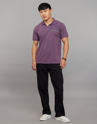 Vintage Violet Half Sleeves Pique Polo Tee