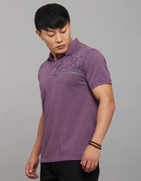 Vintage Violet Half Sleeves Pique Polo Tee