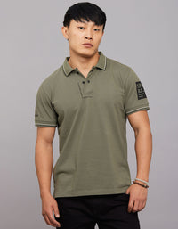 Light Olive Half Sleeves Pique Polo Tee