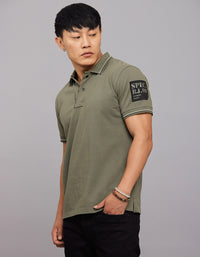 Light Olive Half Sleeves Pique Polo Tee