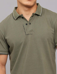 Light Olive Half Sleeves Pique Polo Tee