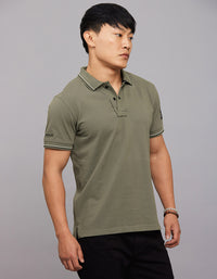 Light Olive Half Sleeves Pique Polo Tee