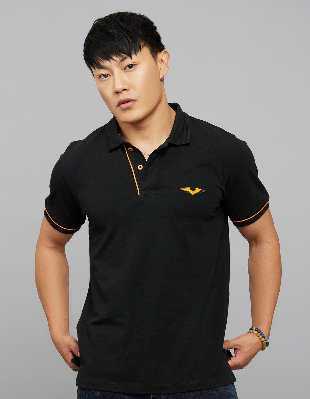 Black Half Sleeves Pique Polo Tee