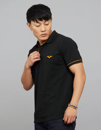 Black Half Sleeves Pique Polo Tee