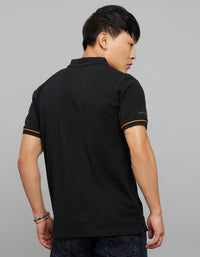 Black Half Sleeves Pique Polo Tee