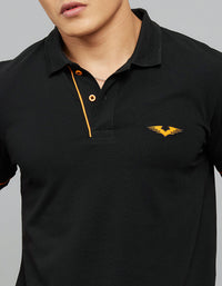 Black Half Sleeves Pique Polo Tee