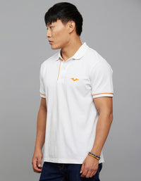 White Half Sleeves Pique Polo Tee
