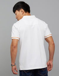 White Half Sleeves Pique Polo Tee