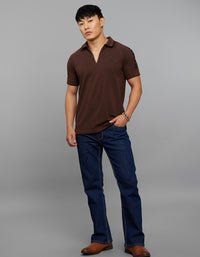 Dark Coffee Half Sleeves Pique Polo Tee