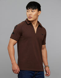 Dark Coffee Half Sleeves Pique Polo Tee