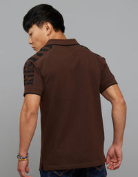 Dark Coffee Half Sleeves Pique Polo Tee