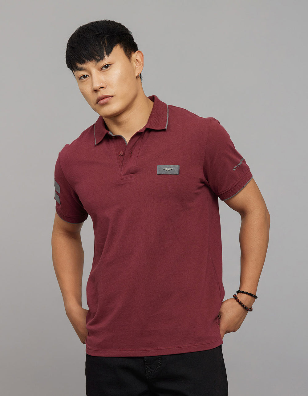 Maroon Half Sleeves Pique Polo Tee