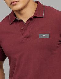 Maroon Half Sleeves Pique Polo Tee