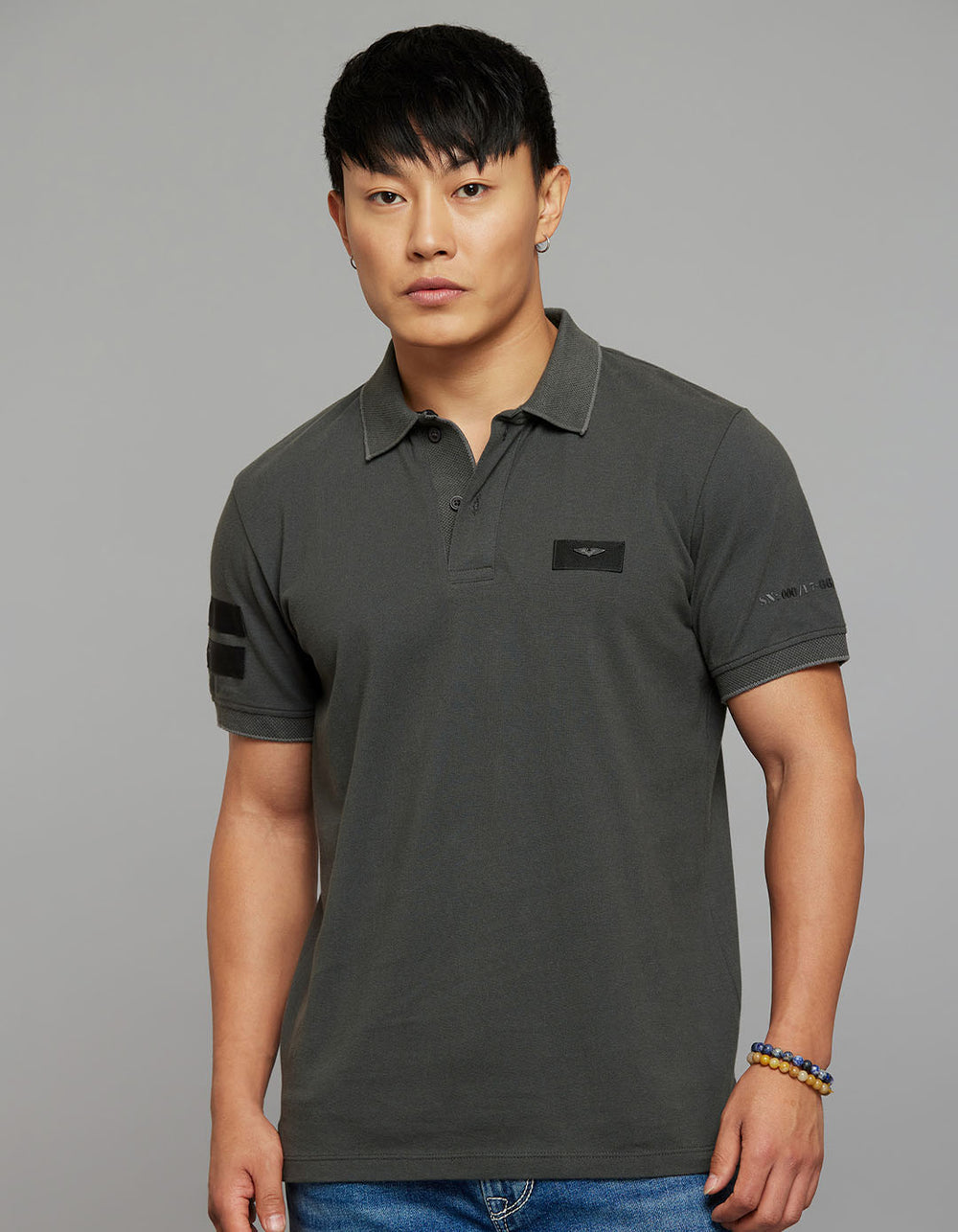 Dark Grey Half Sleeves Pique Polo Tee