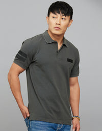 Dark Grey Half Sleeves Pique Polo Tee