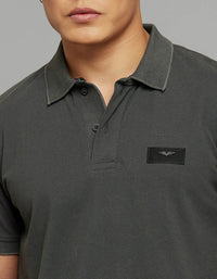 Dark Grey Half Sleeves Pique Polo Tee