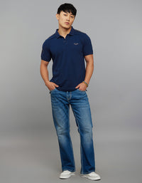 Pageant Blue Half Sleeves Pique Polo Tee