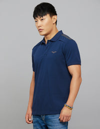 Pageant Blue Half Sleeves Pique Polo Tee