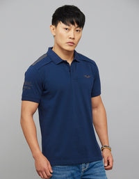 Pageant Blue Half Sleeves Pique Polo Tee