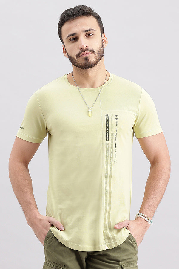 Lt Olive Half Sleeve Round Neck Tee (R Neck H/Slv Slim)