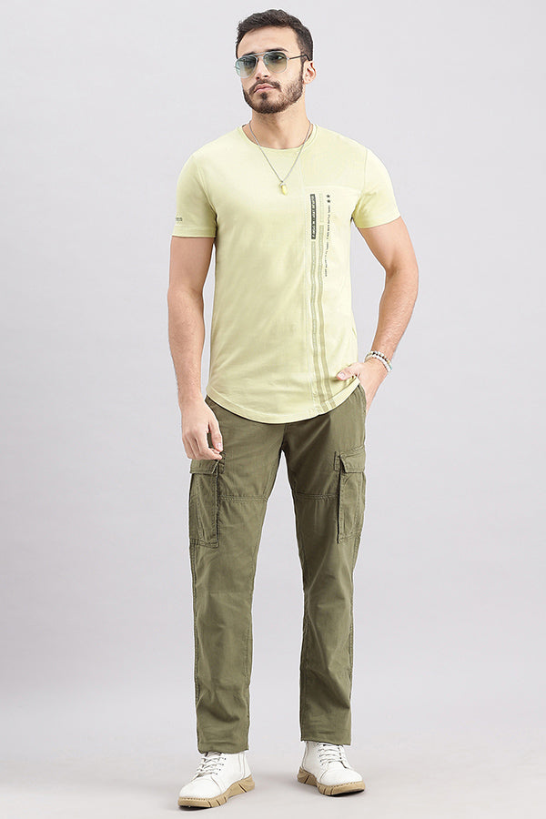 Lt Olive Half Sleeve Round Neck Tee (R Neck H/Slv Slim)