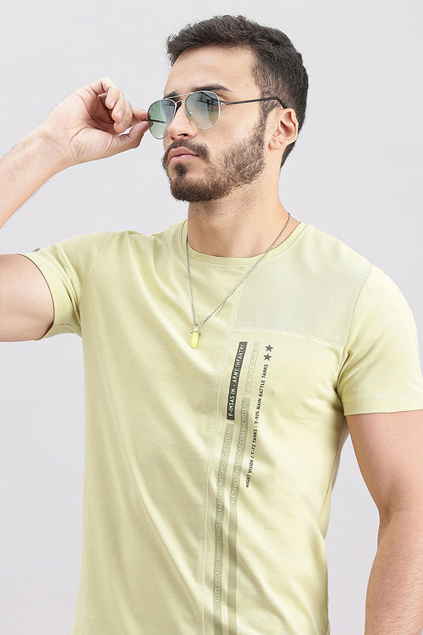 Lt Olive Half Sleeve Round Neck Tee (R Neck H/Slv Slim)