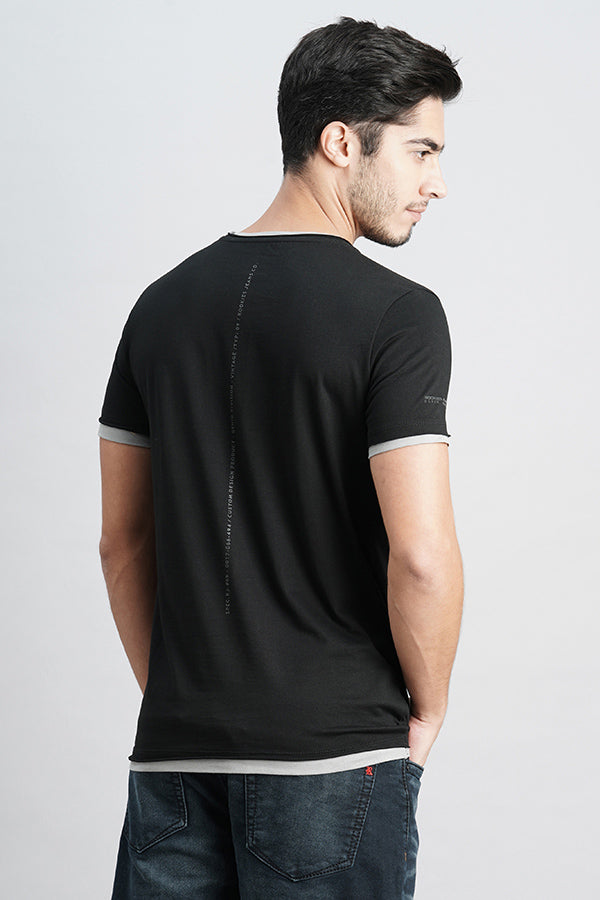 Jet Balck Half Sleeve Round Neck Tee (R Neck H/Slv Slim)