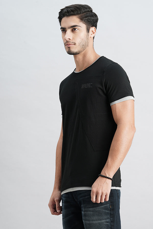 Jet Balck Half Sleeve Round Neck Tee (R Neck H/Slv Slim)