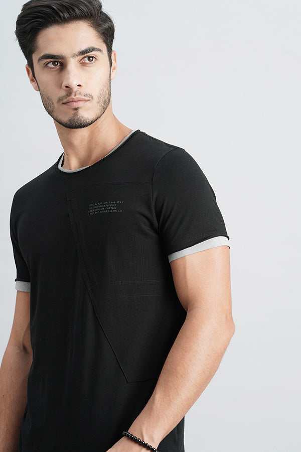 Jet Balck Half Sleeve Round Neck Tee (R Neck H/Slv Slim)